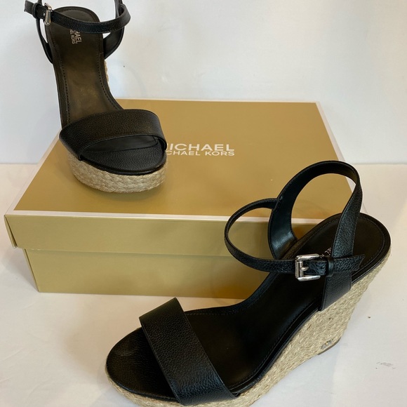 MICHAEL KORS JILL WEDGE LEATHER SANDAL SIZE:8.5 - Picture 7 of 12